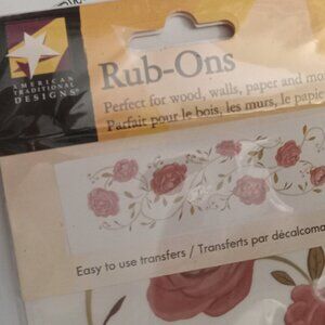 American Traditional Designs Rub On Transfers Warm Peonies & Vine Brand New